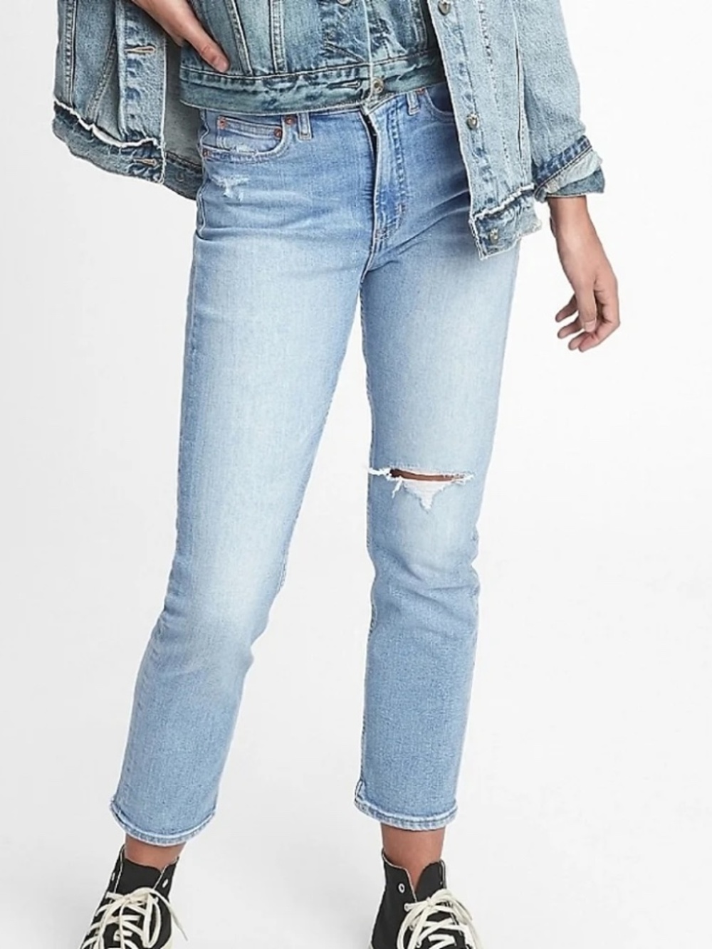 GAP High Rise Cigarette Distressed Jeans